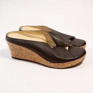 Taryn Rose Cork Wedge Leather Sandals 6.5